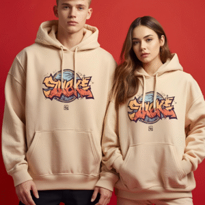Matching oversized printed hoodies for couples — bold, cozy, and street-ready.